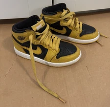 Nike Jordan 1 Retro High OG PS Pollen Yellow/Black Sneakers Size 12C AQ2664-701