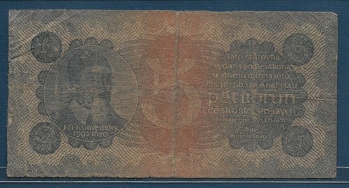 Czechoslovakia 5 Korun, 1921, P 15 / Series 3, VG - Picture 1 of 2