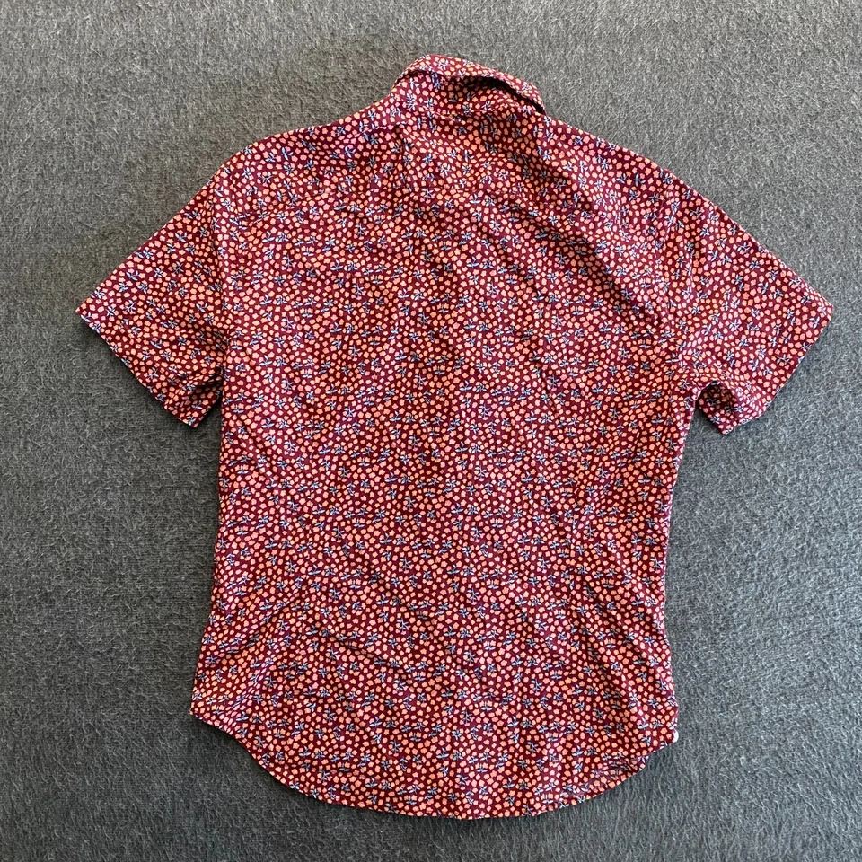 Bonobos Shirt Mens Medium Short Burgundy Floral Tailored Fit Stretch Button Up - Image 3 of 4