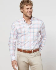 johnnie-O Towers Performance Button Up Shirt White Size L