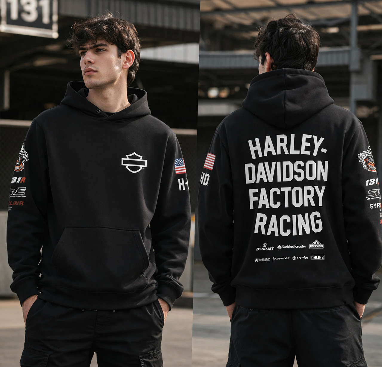 HOT ITEM Harley-Davidson Factory Racing Team Hoodie Motorcycle Fan Made Pullover