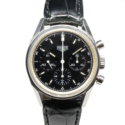 TAG HEUER 1964 Heuer Carrera Re-Edition CS3111 Black SS Leather Manual Men's Wat