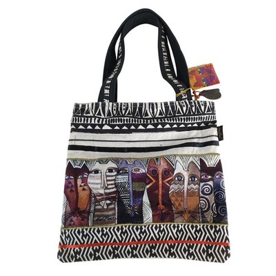 NWT Laurel Burch Cat Artwork Handbag Tote Shopping Bag Artsy Lady Whimsical