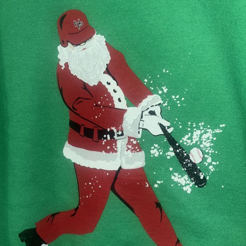 Chalktalk Sports Baseball Christmas Santa Hoodie Youth Medium Green - Picture 4 of 4