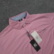 FootJoy Polo Shirt Mens Large Pink Lemonade Citrus The Players PGA Tour Golf NEW
