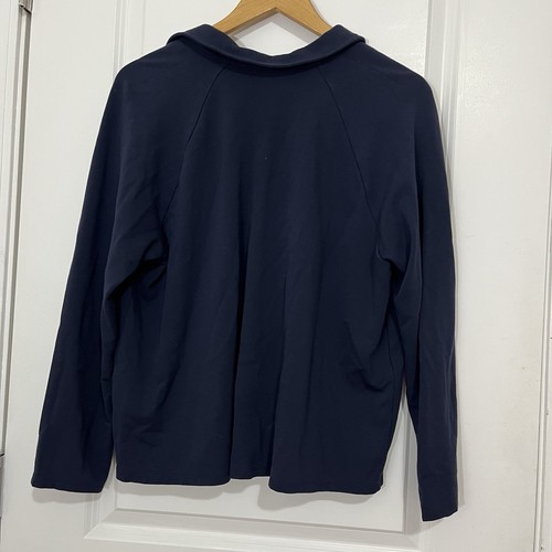 J.Jill Wearever Collection Top Pullover M Navy Blue V-Neck Collared Long Sleeve - Picture 9 of 12