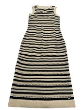 Tommy Hilfiger Sleeveless Crochet Midi Dress in Desert Sand Navy Stripe