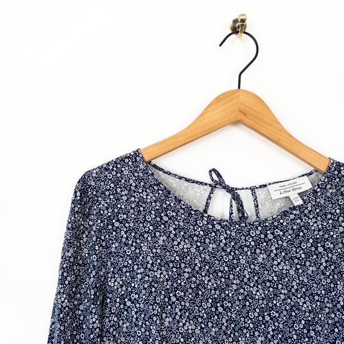 & Other Stories Ditsy Floral Dress Size 38 10 Frill Hem Navy White - Picture 12 of 15