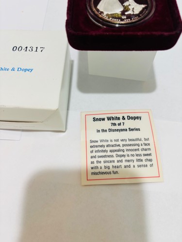 Silbermünze Walt Disney 1 Feinunze 1988 rund, mit orig. box. Schneewittchen & Dopey - Bild 5 von 5