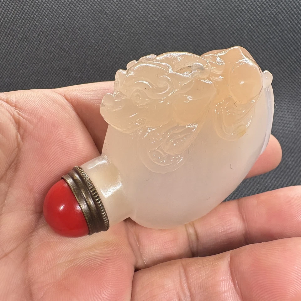 100 % China, jade exquisito, talla manual pura, jade hetiano de jadeíta, botella de tabaco Foto 3 de 4