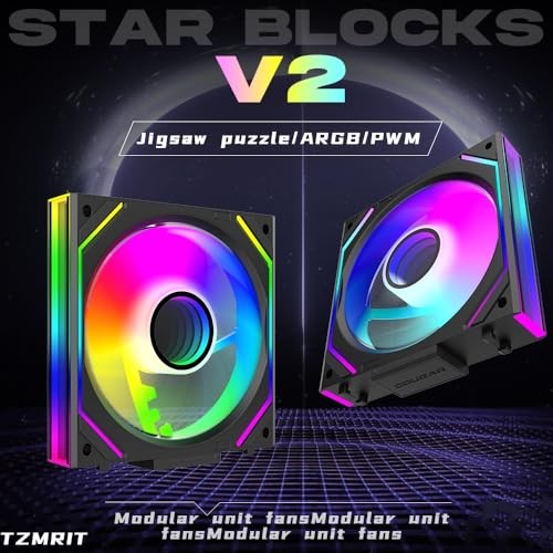 TZMRIT Interstellar-V2 Infinity Mirror ARGB PWM PC Fans 120mm Black, Rgb Fan - Picture 2 of 5