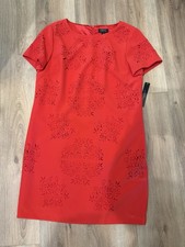Tahari Red Overlay Sheath Dress Lace Front  Sz 12 Holiday Career Party