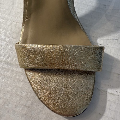 Gold Sandal Heels Sz 6 Leather Ankle Strap Stiletto Naturalizer Kinsley PROM EUC - Picture 10 of 16
