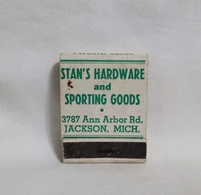 Vintage Stan's Hardware Sporting Goods Matchbook Jackson MI Advertising Full