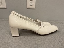 Vintage Ramblers Florsheim White Leather Heels Shoes 60s 10.5 LN