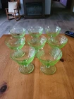 8 Vintage Hocking Glass Princess Green Footed Sherbets 1931 - 1935 Uranium