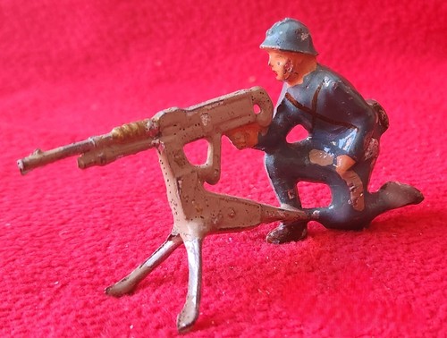 J.S.F. lead FRENCH MACHINE GUNNER SOLDIER vintage 1950 Jouet Standard Francais - Imagen 9 de 13