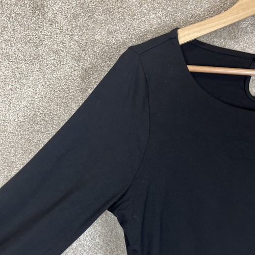 Talbots Shirt Womens Medium Black Long Sleeve Stretch Ruched Front Button- 3254* - Picture 5 of 10