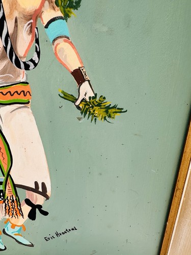 Pintura al óleo firmada por Eric Humetewa muñeca Katchina - Imagen 3 de 10