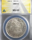 1885 O Morgan Silver Dollar MS 63 ANACS Uncirculated $1 Coin 328