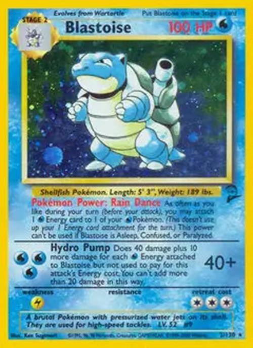 Blastoise - 2/130 - Pokemon Base Set 2 Holo Rare Card WOTC LP