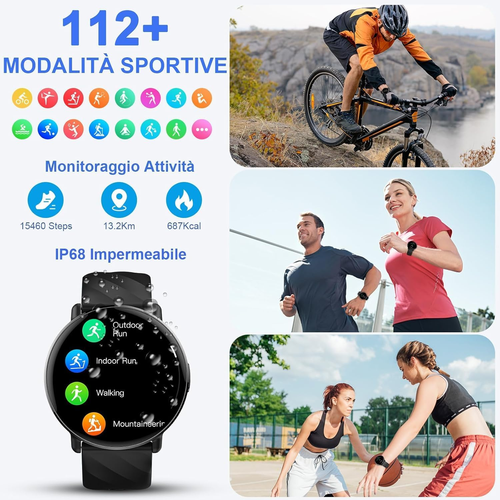 Smartwatch Uomo Donna, 1.39" HD Orologio Smartwatch Con Chiamate Bluetooth 5.4 , - Foto 4 di 12