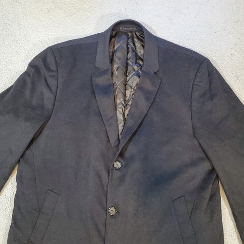 Kenneth Cole Coat Jacket Mens 54L Dark Gray 100% Cashmere Overcoat Button Up - Picture 2 of 20