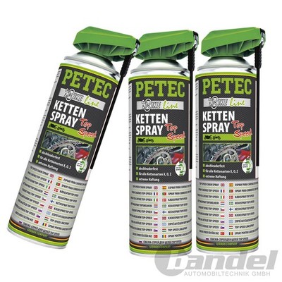 3x 500ml PETEC TOP-SPEED  KETTENSPRAY SPRÜHFETT KETTENSPRAY für MOTORRADKETTEN