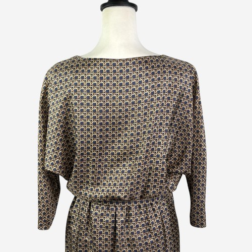 Brooks Brothers Pure Silk Rattan Geometric Print Dress Size 4 Silk Lined Belted - Picture 5 of 13