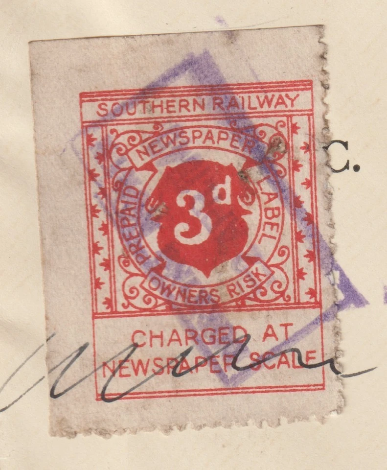1940 DORKING NORTH BOXED CANCEL ON SOUTHERN RAILWAY 3d STAMP & MACHINE ON COVER - Image 2 of 3