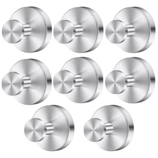 Silver Waterproof Suction Cup Hooks, 8-Pack Heavy Duty Stainless Steel No Dri...