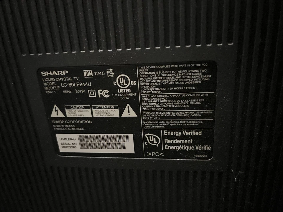 Sharp Aquos LC-80LE844U 80" 1080P HD LED Smart TV Black - Image 2 of 4