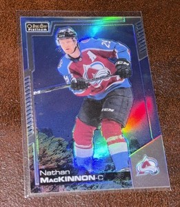 2020-21 O-Pee-Chee Platinum Aquamarine #’d 393/499 Nathan MacKinnon #4