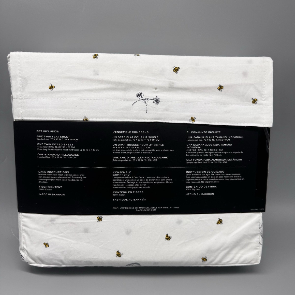 Ralph Lauren TWIN Sheet Set Bumble Bee Hive Flowers 100% Cotton