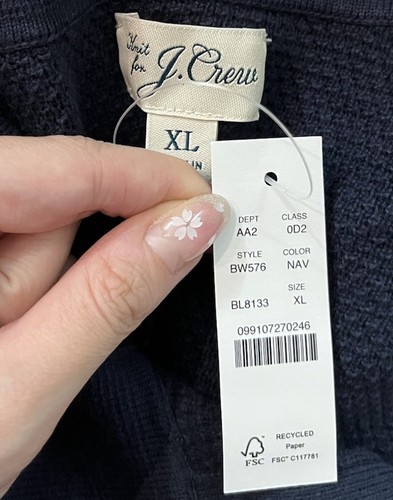 Suéter polo para hombre J.Crew azul marino manga corta algodón puntada malla talla XL - Imagen 3 de 6