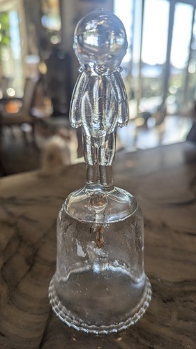 "Antike 1910 U.S. Glass Co. Klar Pressglas Kewpie/Amor Figurenglocke."Selten - Bild 3 von 24
