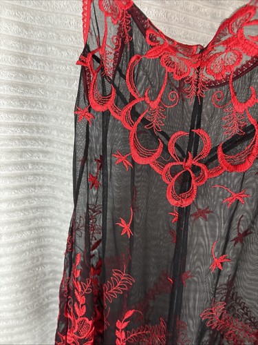 TRIFOLIUM LINGERIE NIGHTIE NYLON NIGHTGOWN SEXY BABYDOLL BLACK RED UK XL - Picture 4 of 7