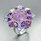 Fine Art Natural Amethyst Ring 925 Sterling Silver Size 8.5 /R461030