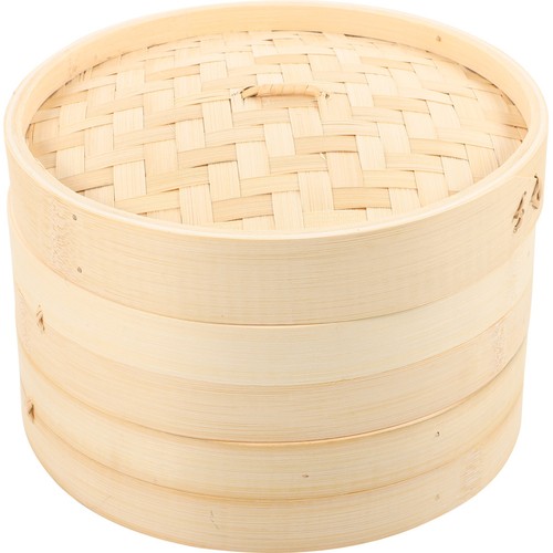  1 set di cestelli per cottura a vapore in bambù a 2 livelli per la cottura di - Picture 3 of 12