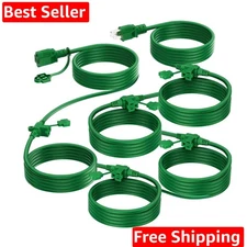 Outdoor Extension Cord 50 FT, Evenly Spaced 6 Outlets Plugs, 16/3 SJTW Weathe...