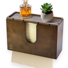 Bamboo C Fold Paper Towel Dispenser – Wall Mount & Countertop Napkin Holder f...