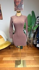 ZARA Brown Knit Long Sleeve Bodycon Dress