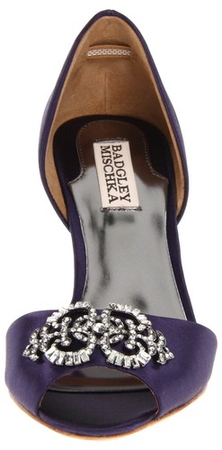 Badgley Mischka NEW SALSA satin D'orsay heels sandals open shoes NAVY BLUE 5,5 - Picture 4 of 8