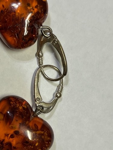 GORGEOUS HEART SHAPED BALTIC AMBER EARRINGS : STERLING SILVER MOUNT - Picture 4 of 11