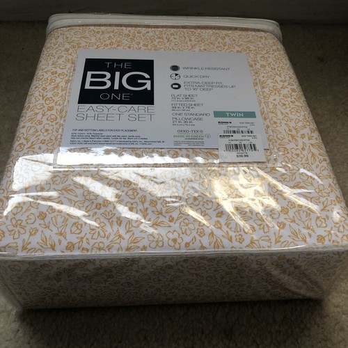 Big One ZWILLING Laken 3-teiliges Set Baumwollmischung faltenfest Gelbgold Blumen 275 Fäden - Bild 13 von 13