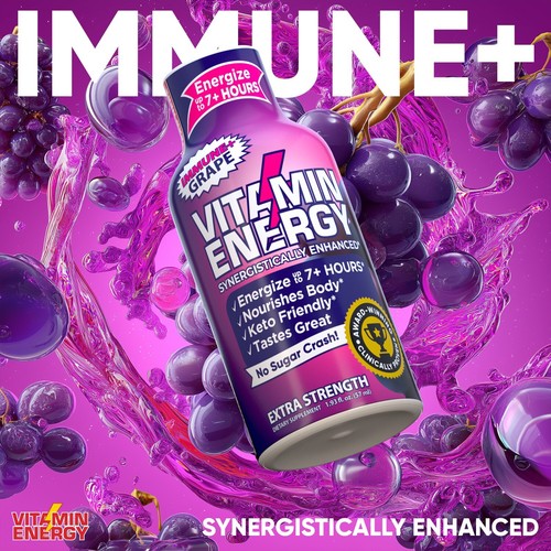 (12 Pack) Vitamin Energy® Immune+ Grape Energy Shots, Clinically Proven - Picture 4 of 4
