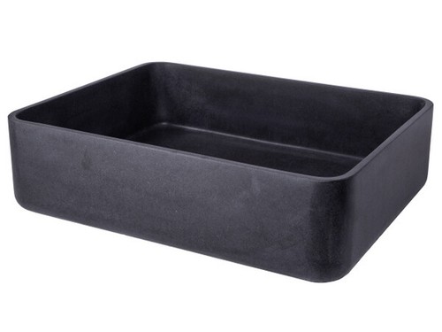 Eden Bath EB_S047LS-H Thin Lip Rectangular Vessel Sink in Black Lava Stone