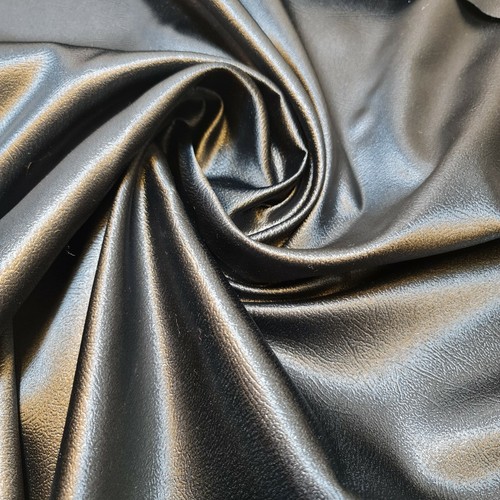 Black Leather Look Crepe Material Dress Drape Craft Quilting Fabric 44" Meter - Picture 2 of 4
