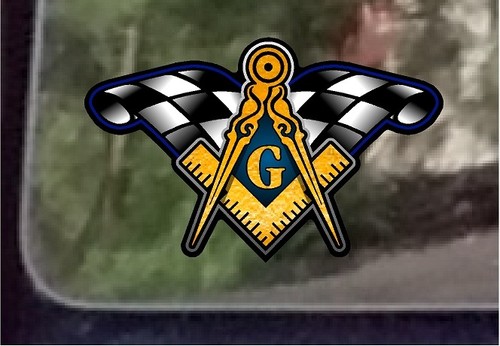 ProSticker 017 (4pk) 3" Masonic  Racing Decals Sticker Compass Square Blue Lodge - Picture 1 of 2