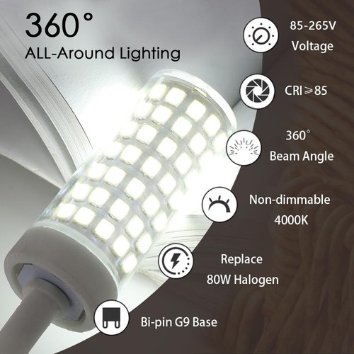6Pack G9 LED Light Bulbs 3000K Warm White 7W = 80W Halogen, Bi-Pin, Non-Dimmable - Picture 5 of 6